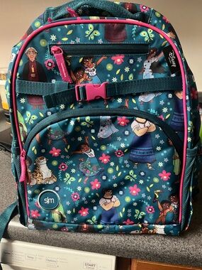 Disney Teal Backpack with Pink Accents and Floral Encanto Print